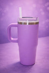 Lavender Purple Insulated Travel Tumbler with Handle and Straw (40 oz Style)