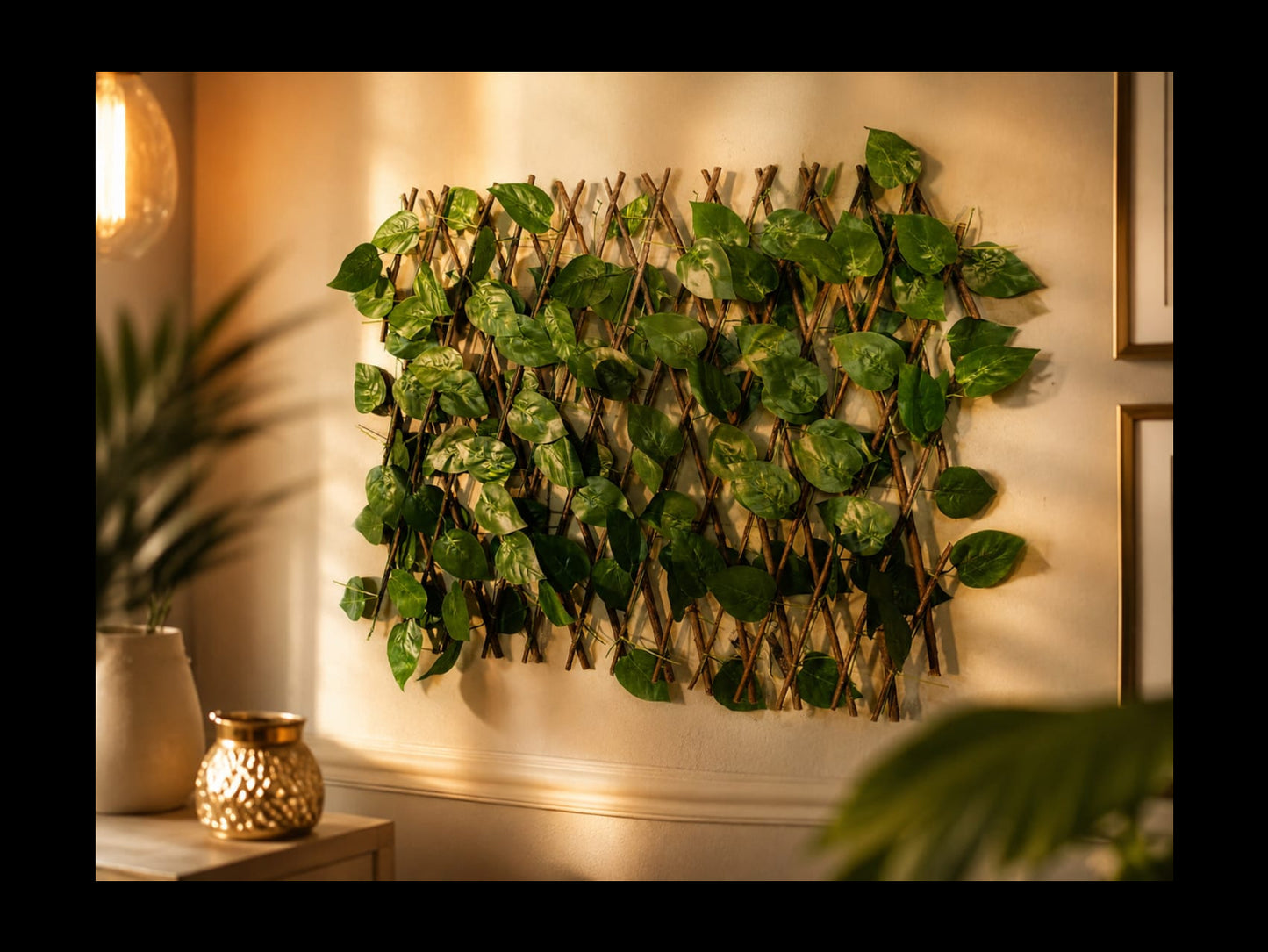 Expandable Faux Ivy Willow Lattice | Artificial Greenery Wall Decor Privacy Fence Screen for Indoor & Outdoor wall leaves decor