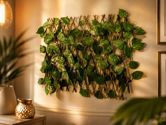 Expandable Faux Ivy Willow Lattice | Artificial Greenery Wall Decor Privacy Fence Screen for Indoor & Outdoor wall leaves decor