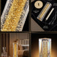 Modern LED Crystal Table Lamp, Cordless Gold Desk Lamp with Bubble Glass Cylinder, Romantic Ambient Nightlight for Bedroom, Living Room, Nightstand Decor